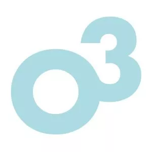 Vector illustration of the letter O and the number 3 in blue against white background