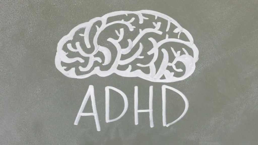 Hand-drawn brain illustration with the letters ADHD, representing ADHD and nutrition and the role of an ADHD diet.